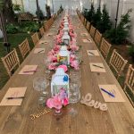 Bridal Shower Table Decorated for Games.