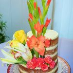 Bridal Shower Cake with Fresh Flowers.